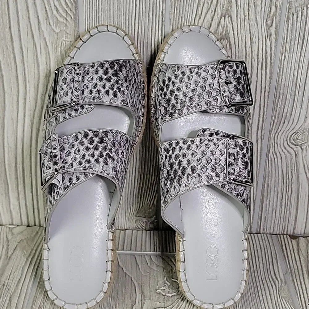 Logo by Lori Goldstein Lindsay Leather Snake Double Strap Sandals Womens Size 6